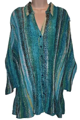 Maggie Barnes Multicolor Crinkle Button Front Blouse Top Size 5X 34/36W • $24.99