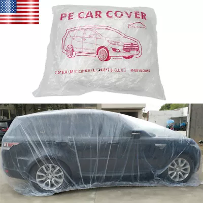 1-50PACK Clear Plastic Disposable Car Cover Temporary Rain Dust Garage Universal • $14.50