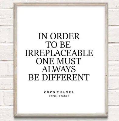 £3.84 • Buy Coco Chanel Irreplaceable Fashion Typography Print Poster Unframed Home Quote