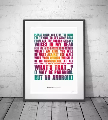 RADIOHEAD ❤ Paranoid Android ❤ Song Lyrics Poster Art Limited Edition Print • £16.99