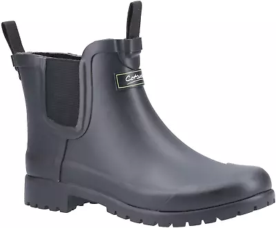 Cotswold Blenheim Black Ladies Waterproof Slip On Ankle Mid Wellington Boots • £34.59