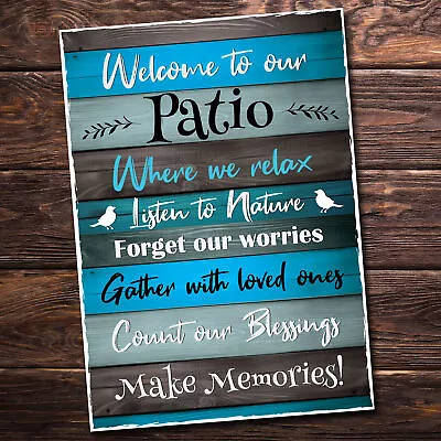 Welcome To Our Patio Sign Garden Bar Decorations Garden Sign For Outside • £6.99