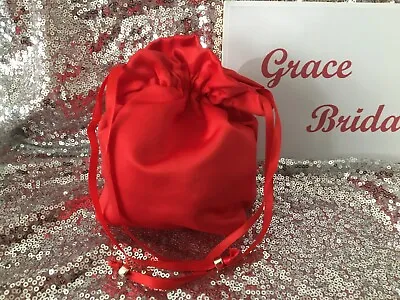 £4.99 • Buy RED DUCHESS SATIN DOLLY BAG BRIDAL BRIDESMAID PROM FLOWER GIRL *free Swatches**
