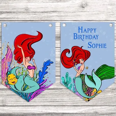 Personalised Little Mermaid Birthday Bunting Garland  Birthday Decoration • £5.99