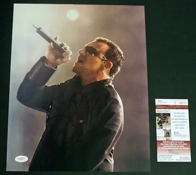 *JSA Certified* - BONO SIGNED Huge 11x14 Color Photo In Concert U2! • $350