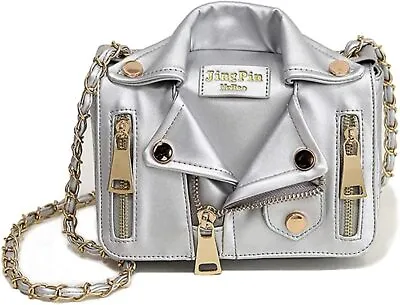$106 • Buy Unique Women Chain Strap Shoulder Bag Evening Handbag In Silver Jacket Shape