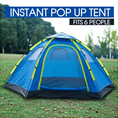 $54.99 • Buy 6 Person Instant Pop Up Camping Tent Sets Up In Seconds Hiking Camping Fishing