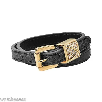 Michael Kors Women's Black Python Embossed Leather Double Wrap Bracelet MKJ2885 • $225