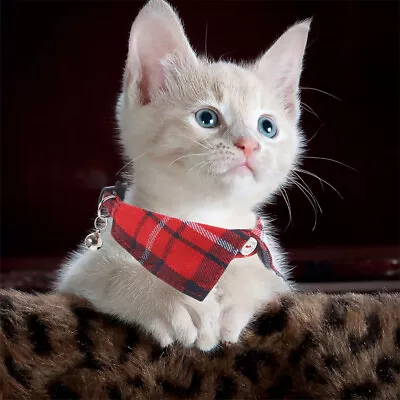  2 Pcs Cloth Adjustable Cat Collar Puppy Collars For Small Puppies Kitten • £11.85