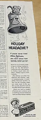 Alka Seltzer Holiday Headache 1964 Vintage Ephemera Print Ad Art Speedy • $9.95