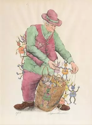 $450 • Buy Seymour Rosenthal, The Puppet Vendor (color), Lithograph, Signed And Numbered In