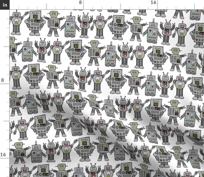 $27.20 • Buy Retro Computer Nerd Geek Science Robot Spoonflower Fabric By The Yard