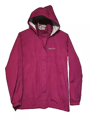 Marmot PRECIP Jacket  Womens L Pink Full Zip Hooded Windbreaker Rain Coat Gortex • $24