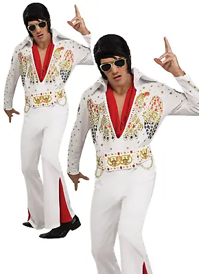 Deluxe Elvis Costume Mens Elvis 50s Fancy Dress King Of Rock N Roll • £64.99