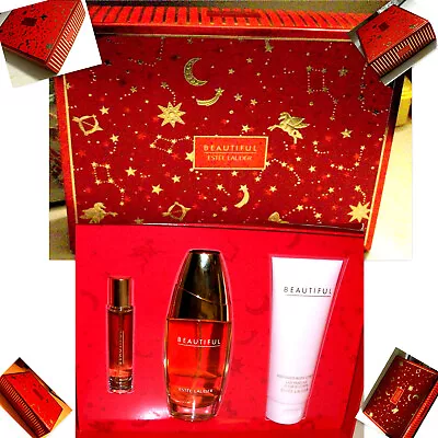 Estee Lauder Beautiful Perfect Trio 3Pc - 2.5oz Parfum-Lotion-Travel Spray-NEW • $71.22