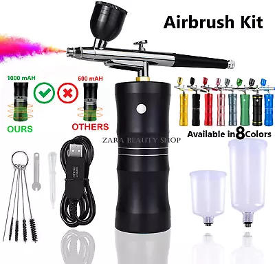 Portable Air Compressor Kit Airbrush Paint Spray Gun Nail Art Tattoo Airbrush .. • $17.54