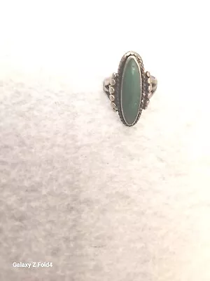 Vintage Sterling And Green Turquoise Ring 6 3/4 Size • $22