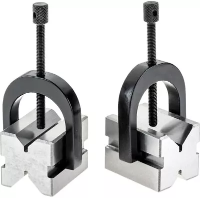 PRECISION STEEL V-BLOCK SET 1-5/8” X 1-1/4” X 1-1/4” WITH 2 BLOCKS & 2 CLAMPS • $55.13