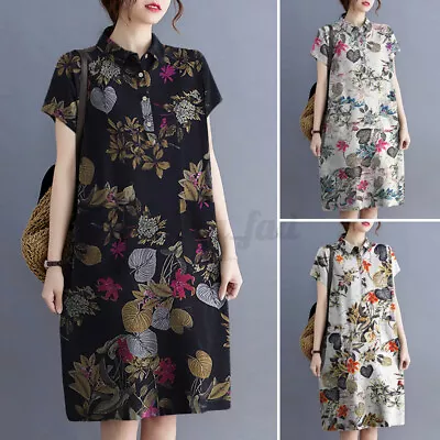 $28.06 • Buy ZANZEA Womens Floral Summer Casual Beach Short Sleeve Midi Dress Abaya Sundress