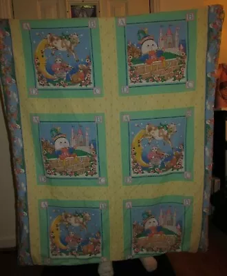 Nursery Rhymes Baby Blanket 48”x42” Multicolor Yellow Humpty Cat Old Lady Goose • $7.48