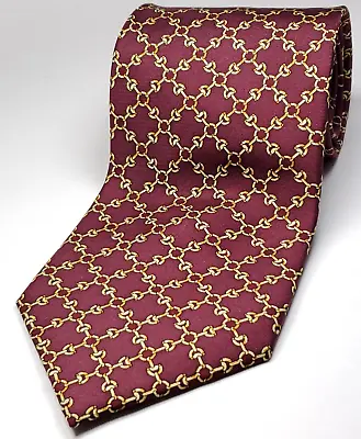 JOS A BANK Handmade 100% Silk Tie Men's Burgundy Red Gold Chain Necktie NEW • $11.99