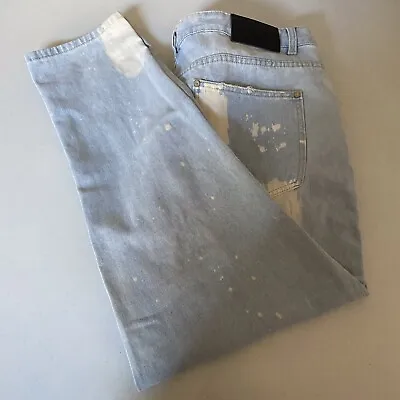 Boohoo MAN Slim Button Fly Jeans Size 42X30 Distressed Bleached Light Wash     X • $20