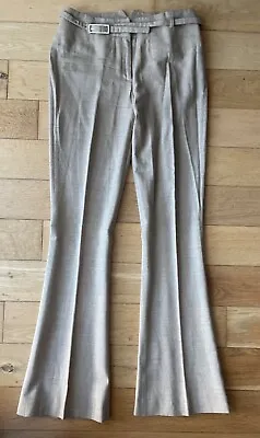 Karen Millen Ladies Wool Blend Belted Bootleg Trousers Suze 10 • £12