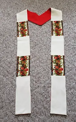 Clergy Officiant Stole Vestment Hand Made Reversible Red/ivory • $25