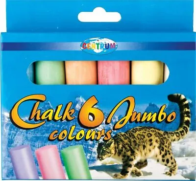 6 Jumbo Chalk Sticks Coloured Long & Thick For Pavement Fun Kids Games Washable • £8.59