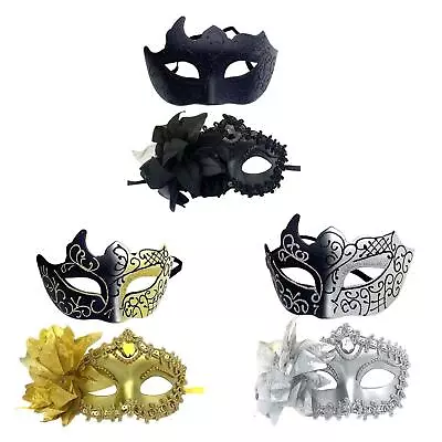 2Pcs Half Costume Carnival Sequins Couple Masquerade Set • $8.62