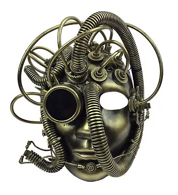 KBW Adult Unisex Steampunk Gold Full Face Mask With Monocle Vintage Victorian S • $37.63