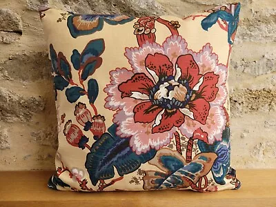 Liberty Rare Vintage Lennox Floral Cotton & Blue Velvet Fabric Cushion Cover A • £29.50