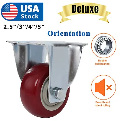 USA Heavy Duty Caster Set 3  4  5inch Polyurethane On Cast Wheels No Mark Red  • $18.98