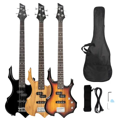 New 3 Colors Burning Fire Electric Bass Guitar Full Size 4 Strings With Bag • $64.99