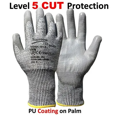 Pu Anti Cut Resistant Work Safety Gloves Builders Grip Protection Level 5 • £174.99