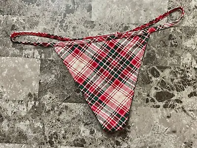 Nwt Victoria's Secret Pink Red Green White Plaid Holiday V String Thong Panties • £16.77