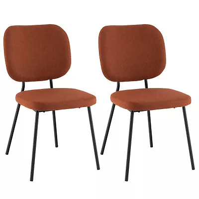 Set Of 2 Modern Fabric Dining Chairs Padded Kitchen Armless Accent Chair Orange • $84.99