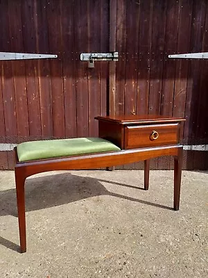 Stag Telephone Table Minstrel Mahogany Hall Vintage Retro Green Seat • £85