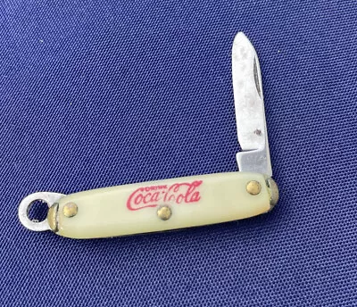 Vintage Coca-Cola Soda Advertising Pocket Knife Pendant USA White • $12