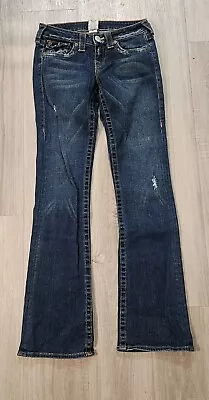 True Religion Women's Jeans Becky Mid Rise Dark Wash Distressed Size 26 • $30