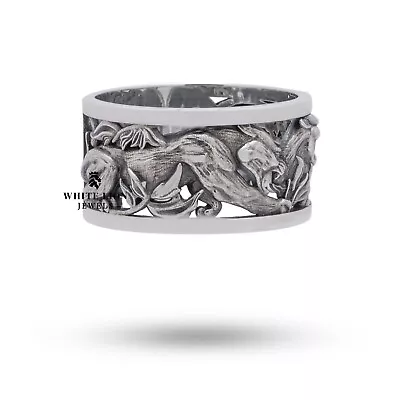 $160.82 • Buy Black Panther Puma Jaguar Jungle Animal Men 925 Oxidized Silver Ring Gift