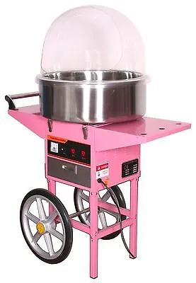 Cotton Candy Maker Machine/Cover With Cart Stainless Steel Candy Floss Bowl-new • £289.95