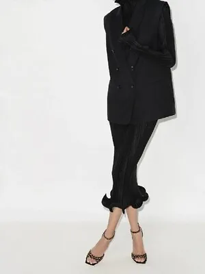 NWT $475 FRAME Black Oversized Double Breasted Relaxed Sleeveless Blazer Vest XL • £72.98