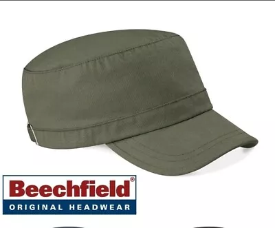 Beechfield PLAIN ARMY CAP Unisex Hat Military Style  Olive Green • £2.99