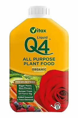 Vitax Q4 Organic All Purpose Plant Food Feed Fertiliser Liquid Concentrate 1ltr • £10.32