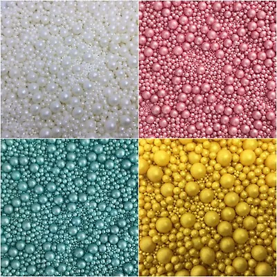 Cupcake Sprinkles White Pink Gold Aqua Pearl Mix Cake Decorations Edible Toppers • £3.95