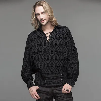 Gothic Men's Printed Bandage Shirt Victorian Retro Button-Down Dress Shirt • $55.80