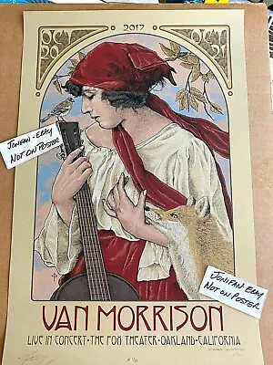 VAN MORRISON Oakland CA 2017 GOLD VARIANT Screen Printed AE Poster S/N #1/50 • $297.77