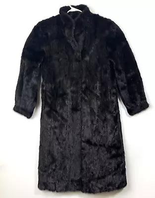 VTG Women's Dark Brown Mink Fur Long Overcoat Sz 14 • $318.44