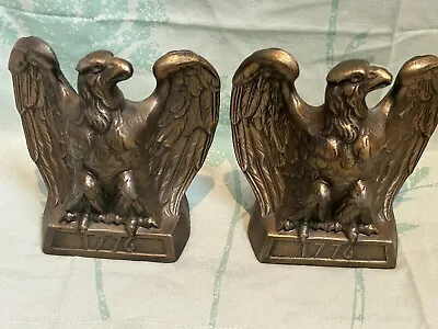 Vintage Set Of Heavy Brass Bald Eagle Book Ends • $39